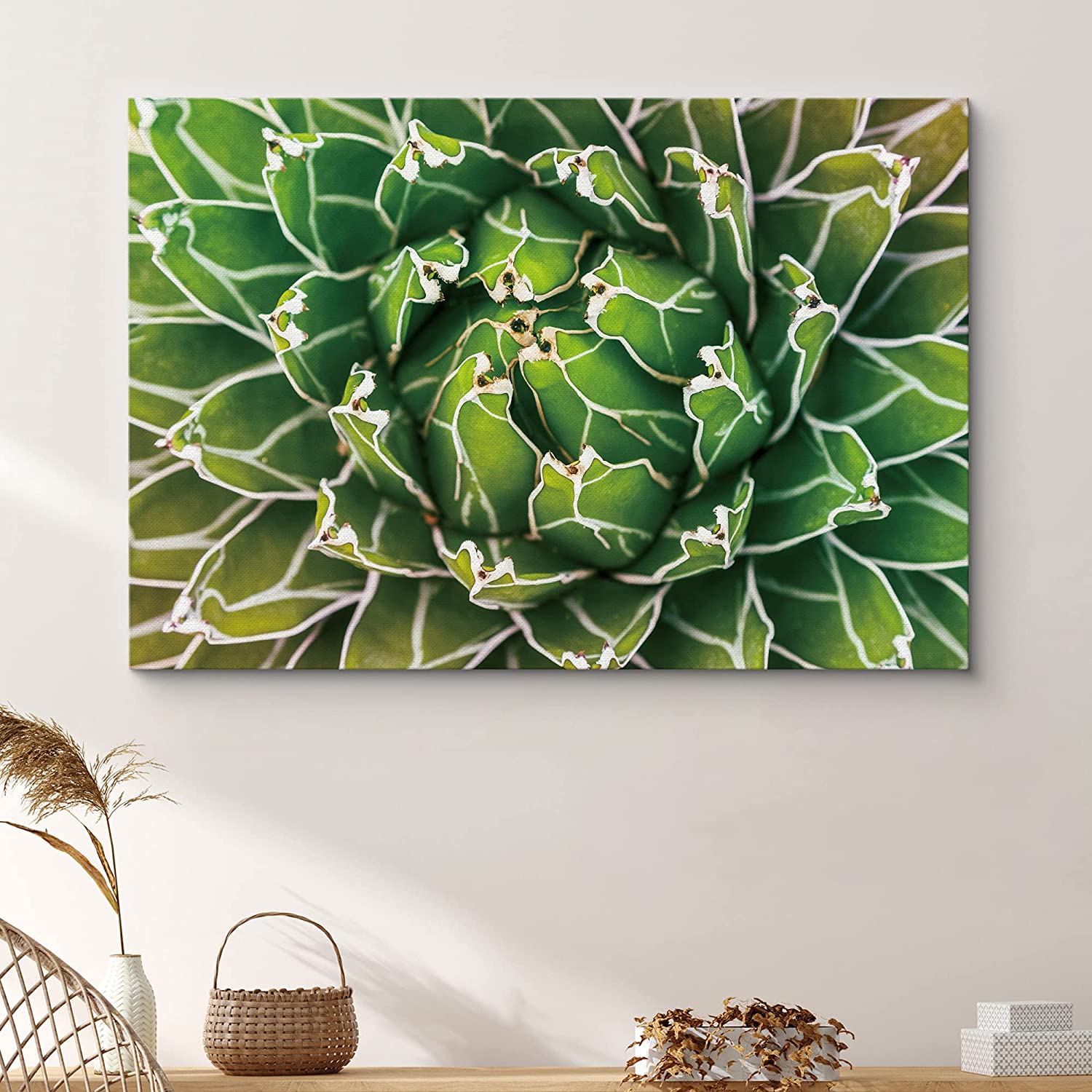 PixonSign Canvas Print Wall Art Blossoming Green and Orange Succulent ...