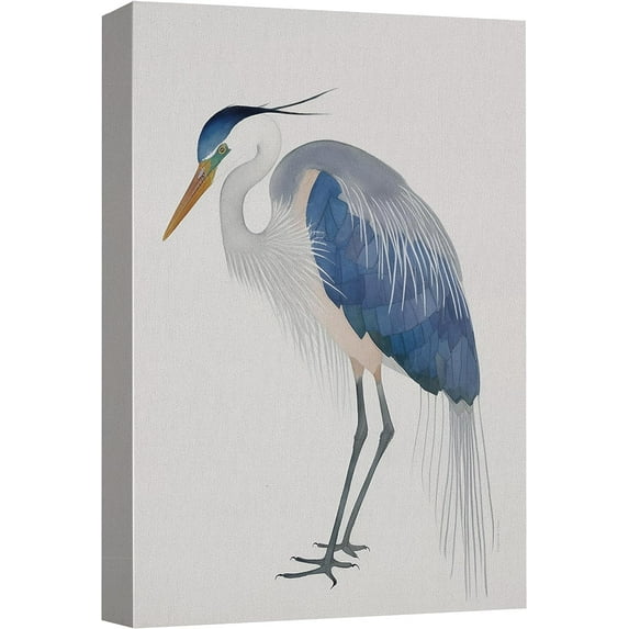PixonSign Canvas Print Wall Art Blue Heron Bird Portrait Pastel Watercolor Animals Wilderness Illustrations Modern Art Antique Vintage Farmhouse Relax/Calm/Cozy - 24"x36"