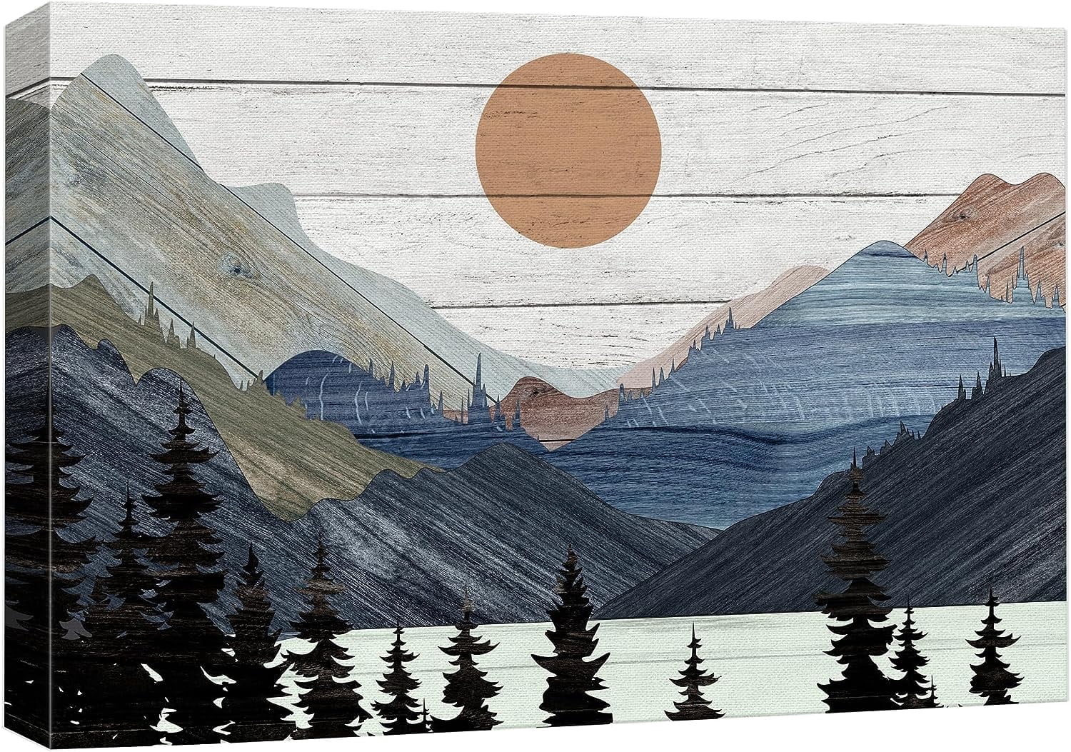 PixonSign Canvas Print Wall Art Blue Mountain Pine Forest Nature ...