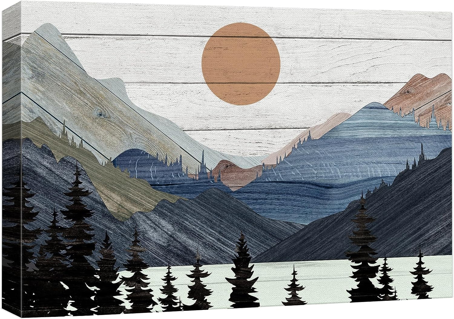 PixonSign Canvas Print Wall Art Blue Mountain Pine Forest Nature ...