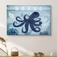 thumbnail image 1 of PixonSign Canvas Print Wall Art Brave Octopus Print with Seashell Amphibians Ocean Illustrations Modern Art Nautical Colorful Blue Ultra for Living Room, Bedroom, Office - 32"x48", 1 of 5
