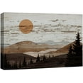 thumbnail image 1 of PixonSign Canvas Print Wall Art Brown Mountain Range Forest Nature Wilderness Digital Art Wood Panel Landscape Farmhouse/Country Relax/Calm/Cozy Geometric Abstract - 32"x48", 1 of 5