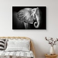 thumbnail image 1 of PixonSign Canvas Print Wall Art Close-Up Elephant Portrait Animals Wildlife Photography Realism Modern Dramatic Grey Dark Black and White for Living Room, Bedroom, Office - 12"x18", 1 of 5