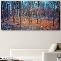PixonSign Canvas Print Wall Art Cracked Paint Texture Blue & Orange Forest Nature Wilderness Illustrations Modern Art Rustic Landscape Relax/Calm Warm for Living Room, Bedroom, Office - 24"x36"x3