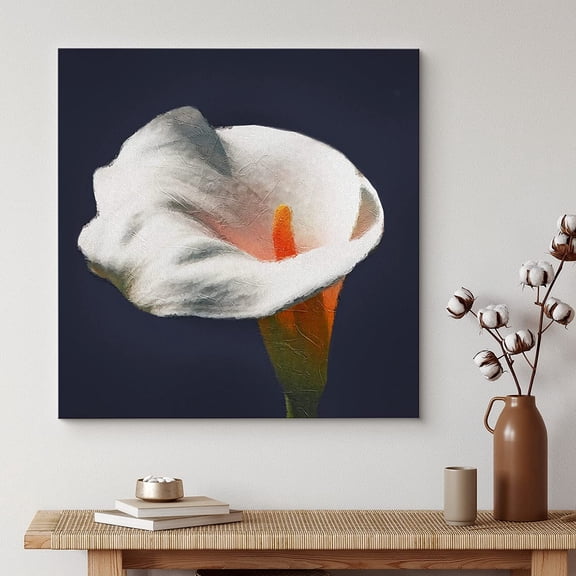 PixonSign Canvas Print Wall Art Crisp Detailed White Calla Lily Floral Plants Photography Realism Glam Closeup Colorful Multicolor Ultra for Living Room, Bedroom, Office - 24"x24"