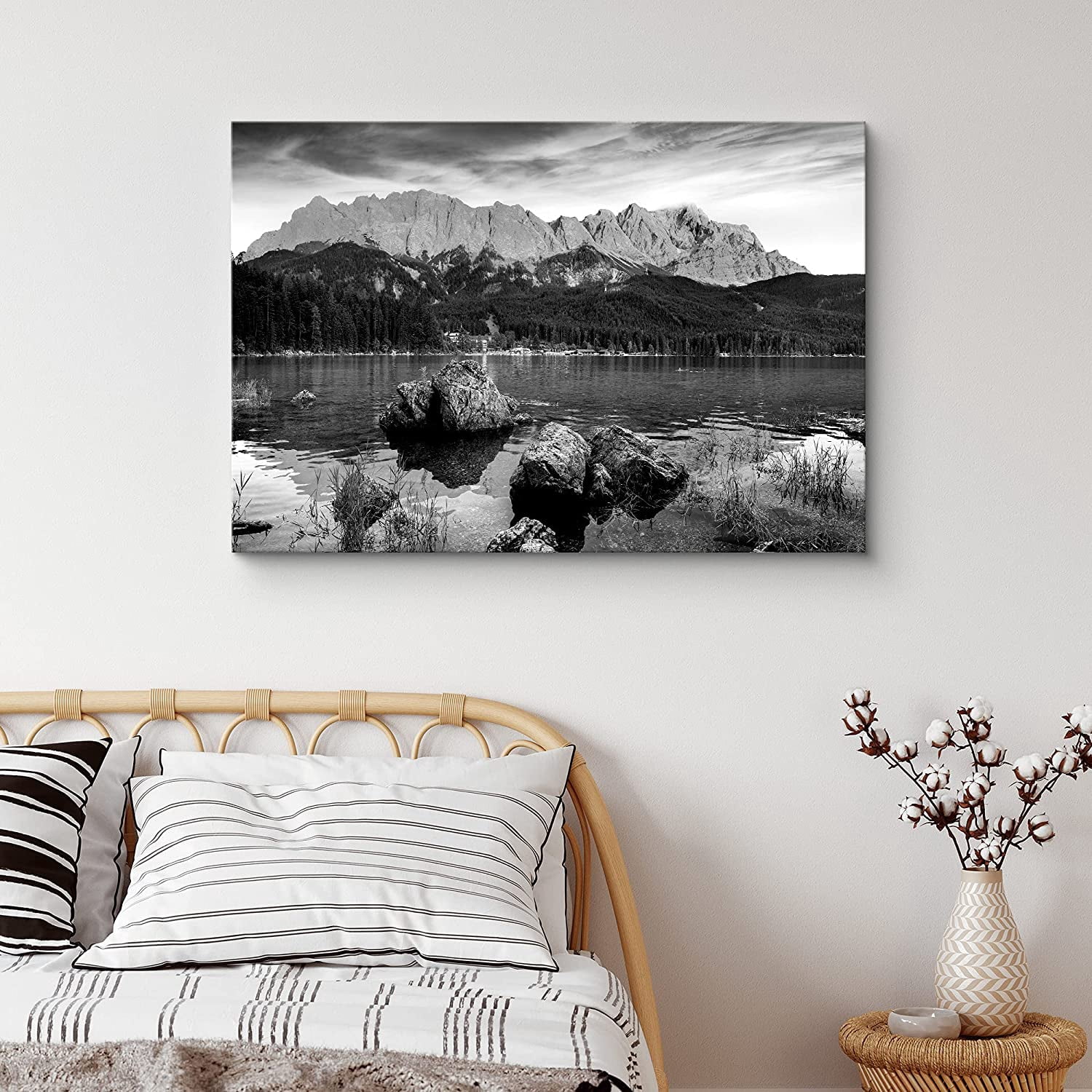 PixonSign Canvas Print Wall Art Dark Mountains Near The Lake Nature ...