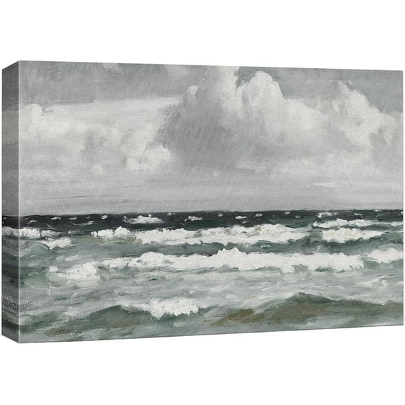 PixonSign Canvas Print Wall Art Dark Storm Cloud Ocean Waves Nature Wilderness Illustrations Fine Art Decorative Farmhouse/Country Relax/Calm/Cozy Multicolor Zen for Bedroom - 32"x48"