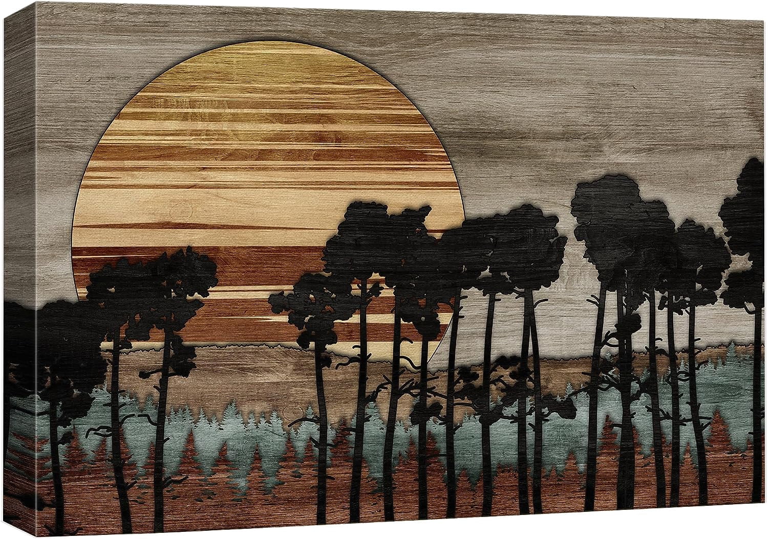 PixonSign Canvas Print Wall Art Forest Tree Mountain Range Nature ...