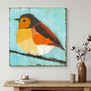 PixonSign Canvas Print Wall Art Geometric Style Red & Orange Robin Birds Wildlife Illustrations Modern Art Rustic Closeup Colorful Multicolor Ultra for Living Room, Bedroom, Office - 24"x24"