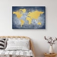 thumbnail image 1 of PixonSign Canvas Print Wall Art Gold Continents on Blue World Map Landscape Islands Digital Art Modern Art Contemporary Aerial Colorful Multicolor Warm for Living Room, Bedroom, Office - 16"x24", 1 of 5