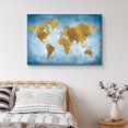thumbnail image 1 of PixonSign Canvas Print Wall Art Gold Texture Style Blue World Map Landscape Islands Digital Art Modern Art Contemporary Aerial Colorful Multicolor Warm for Living Room, Bedroom, Office - 32"x48", 1 of 5