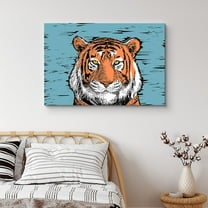 PixonSign Canvas Print Wall Art Graphic Comic Book Tiger Animals Wilderness Illustrations Pop Art Rustic Portrait Expressive Multicolor Ultra for Living Room, Bedroom, Office - 32"x48"