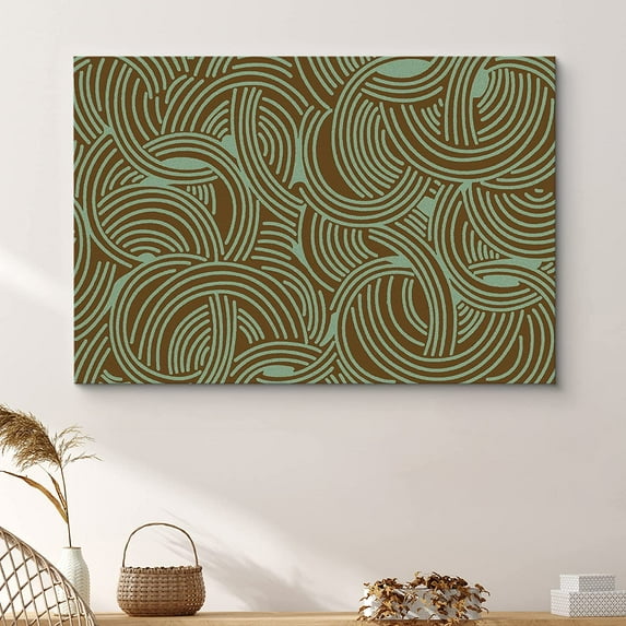 PixonSign Canvas Print Wall Art Green & Brown Spiral Pattern Abstract Shapes Illustrations Minimalism Bohemian Colorful Multicolor Ultra for Living Room, Bedroom, Office - 32"x48"