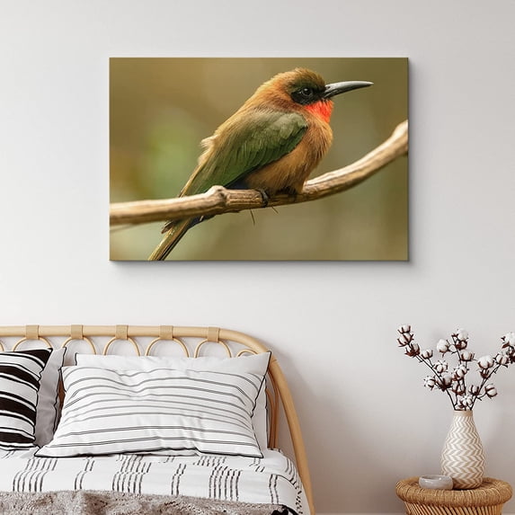 PixonSign Canvas Print Wall Art Green and Orange Bee-Eater Birds Wildlife Photography Realism Contemporary Relax/Calm Multicolor Ultra for Living Room, Bedroom, Office - 12"x18"