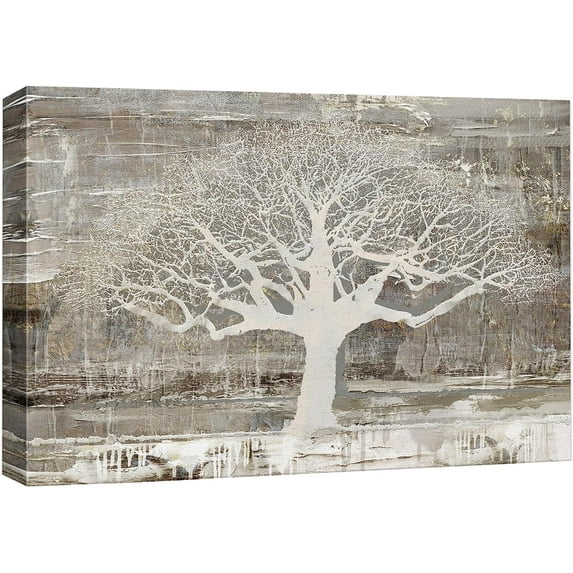 PixonSign Canvas Print Wall Art Grunge White Forest Tree Silhouette Nature Wilderness Illustrations Modern Art Botanical Floral Farmhouse/Country Relax/Calm/Cozy for Bedroom - 16"x24"