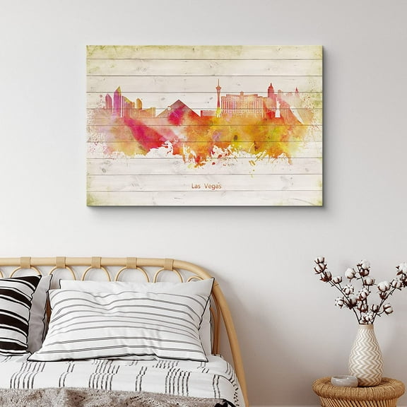 PixonSign Canvas Print Wall Art Las Vegas Paint Splatter Landmarks Architecture & Maps Cities Modern Art Global Scenic Colorful Multicolor Ultra for Living Room, Bedroom, Office - 12"x18"