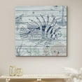 thumbnail image 1 of PixonSign Canvas Print Wall Art Lionfish Swims in Ocean Animals Beach Digital Art Modern Art Nautical Relax/Calm Blue Duotone for Living Room, Bedroom, Office - 24"x24", 1 of 5
