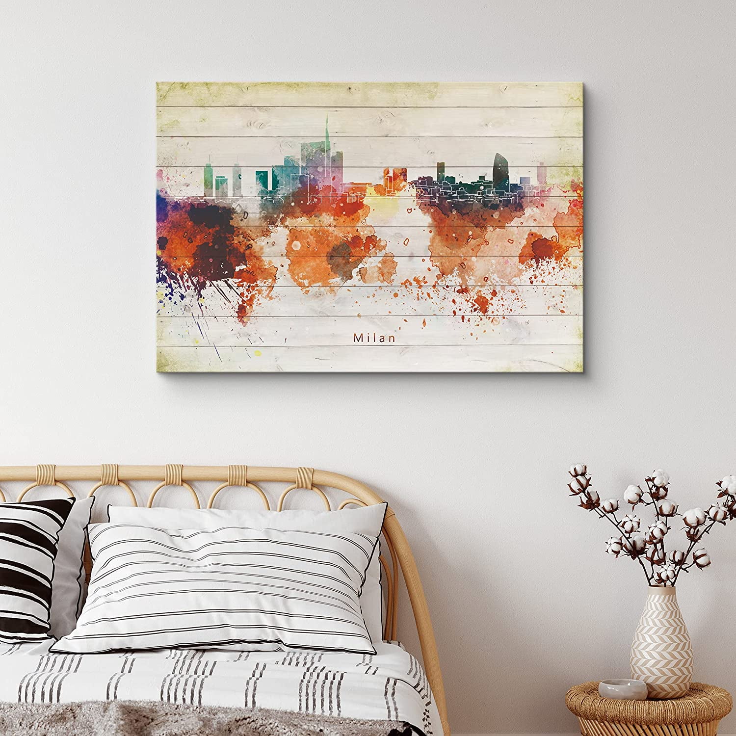 PixonSign Canvas Print Wall Art Milan Paint Splatter Landmarks ...