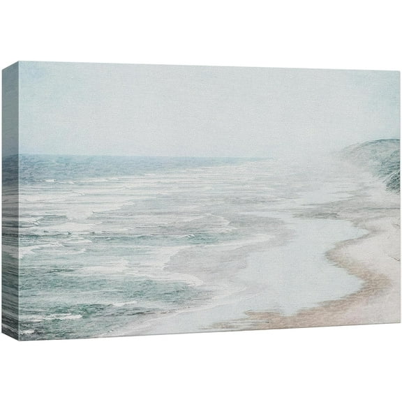 PixonSign Canvas Print Wall Art Misty Fog Coastal Beach Shore Nature Wilderness Illustrations Fine Art Decorative Farmhouse/Country Relax/Calm/Cozy Multicolor Zen for Bedroom - 12"x18"