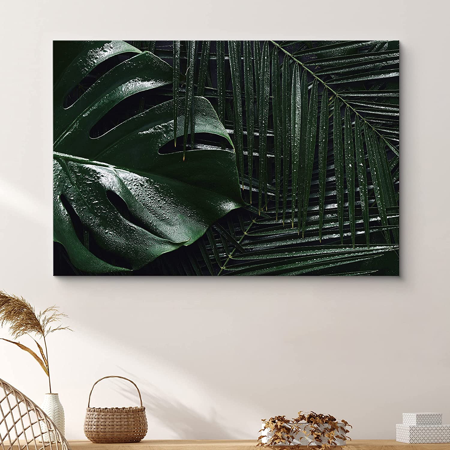 PixonSign Canvas Print Wall Art Monstera and Palm Leaves Nature ...