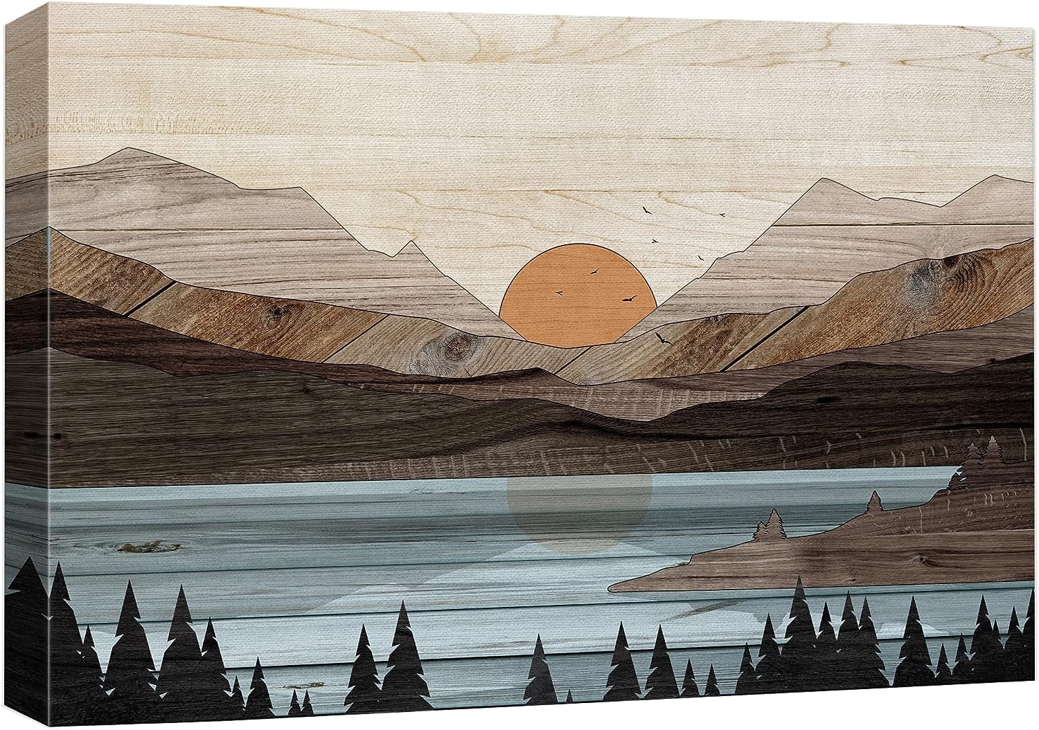 PixonSign Canvas Print Wall Art Mountain Range Lake Trees Nature ...