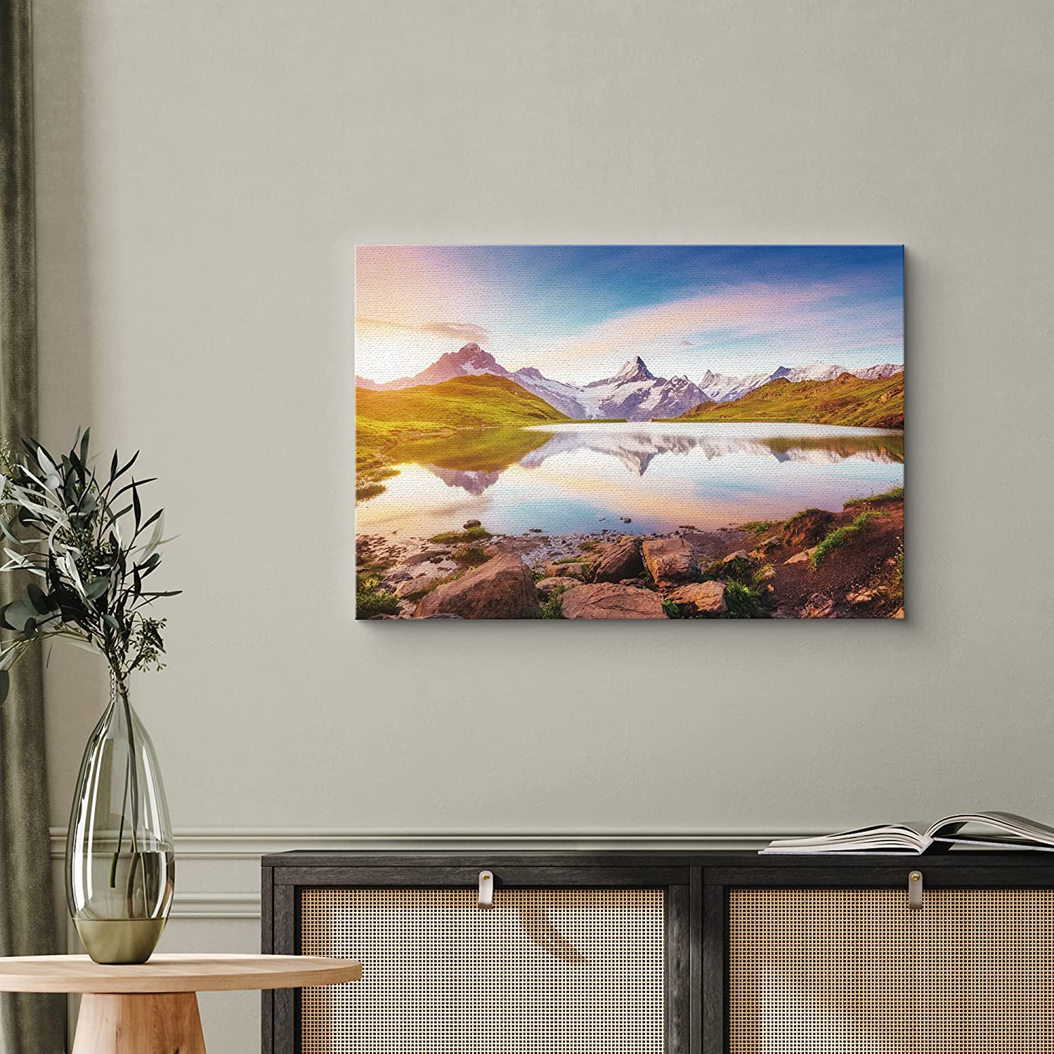 PixonSign Canvas Print Wall Art Neon Mountain Range and Forest ...
