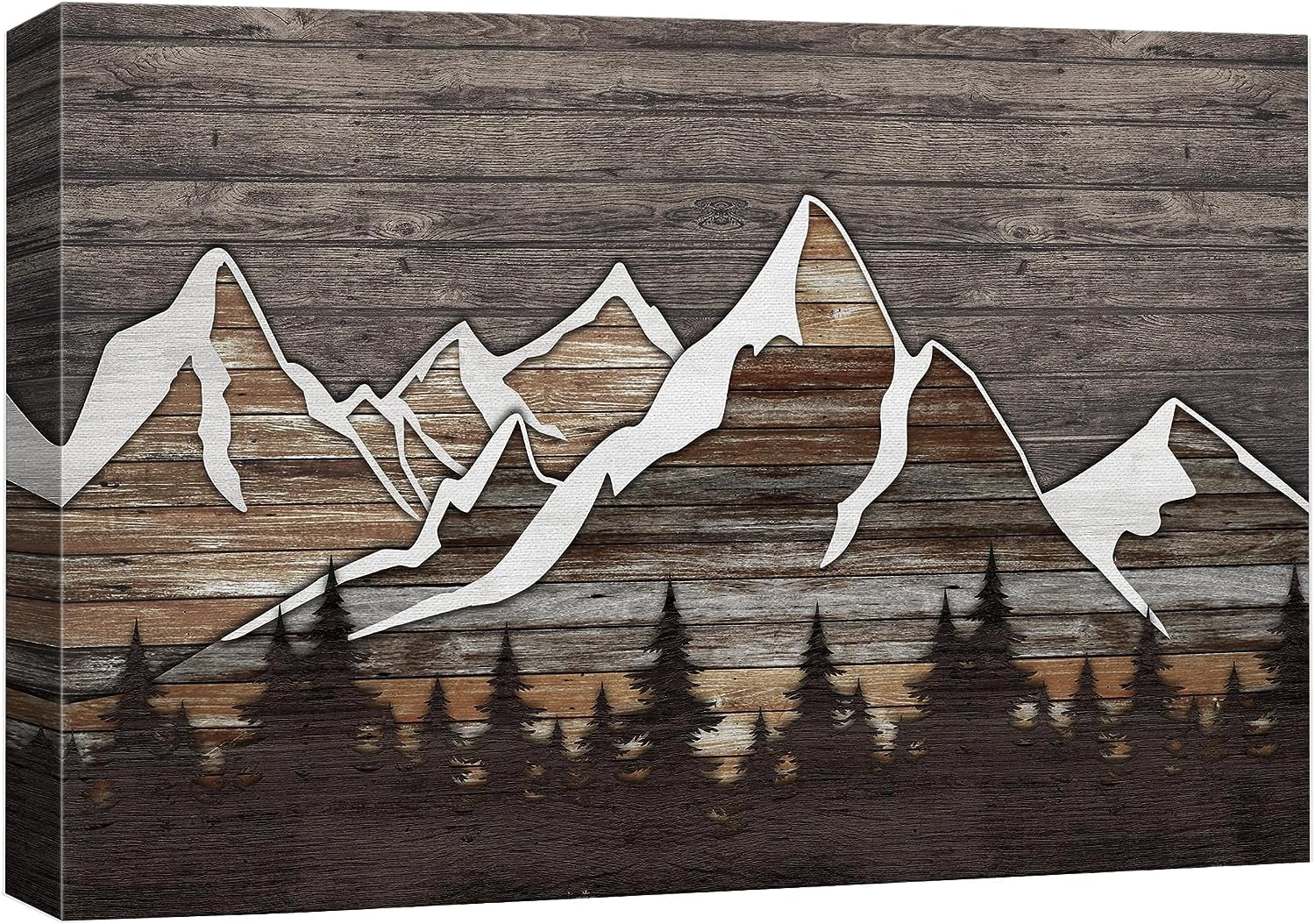 PixonSign Canvas Print Wall Art Pastel Brown Tree Mountains Nature ...
