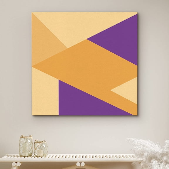 PixonSign Canvas Print Wall Art Purple and Orange Triangle Array Geometric Shapes Digital Art Modern Art Minimalist Colorful Multicolor Neon for Living Room, Bedroom, Office - 12"x12"