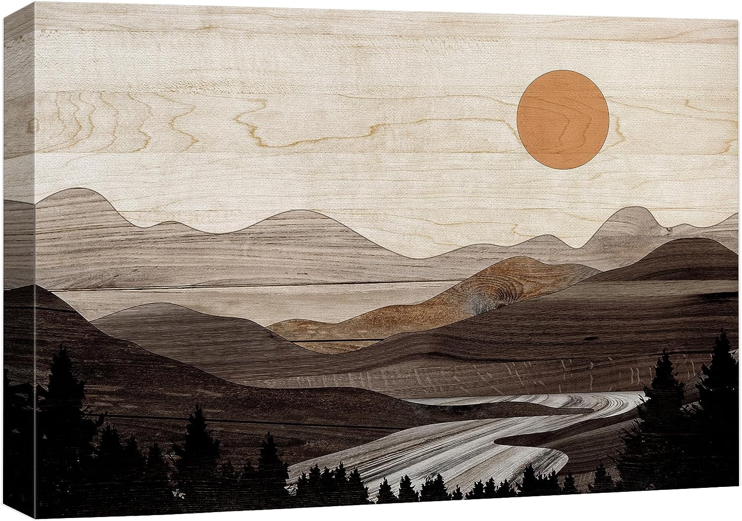 PixonSign Canvas Print Wall Art River Mountain Range Forest Nature ...