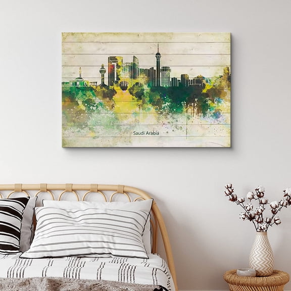 PixonSign Canvas Print Wall Art Saudi Arabia Paint Splatter Landmarks Architecture & Maps Cities Modern Art Global Scenic Colorful Multicolor Ultra for Living Room, Bedroom, Officec - 32"x48"