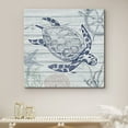 thumbnail image 1 of PixonSign Canvas Print Wall Art Sea Turtle Swims in Ocean Animals Beach Digital Art Modern Art Nautical Relax/Calm Blue Duotone for Living Room, Bedroom, Office - 12"x12", 1 of 5
