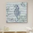 thumbnail image 1 of PixonSign Canvas Print Wall Art Seahorse Swims in Ocean Animals Beach Digital Art Modern Art Nautical Relax/Calm Blue Duotone for Living Room, Bedroom, Office - 12"x12", 1 of 5