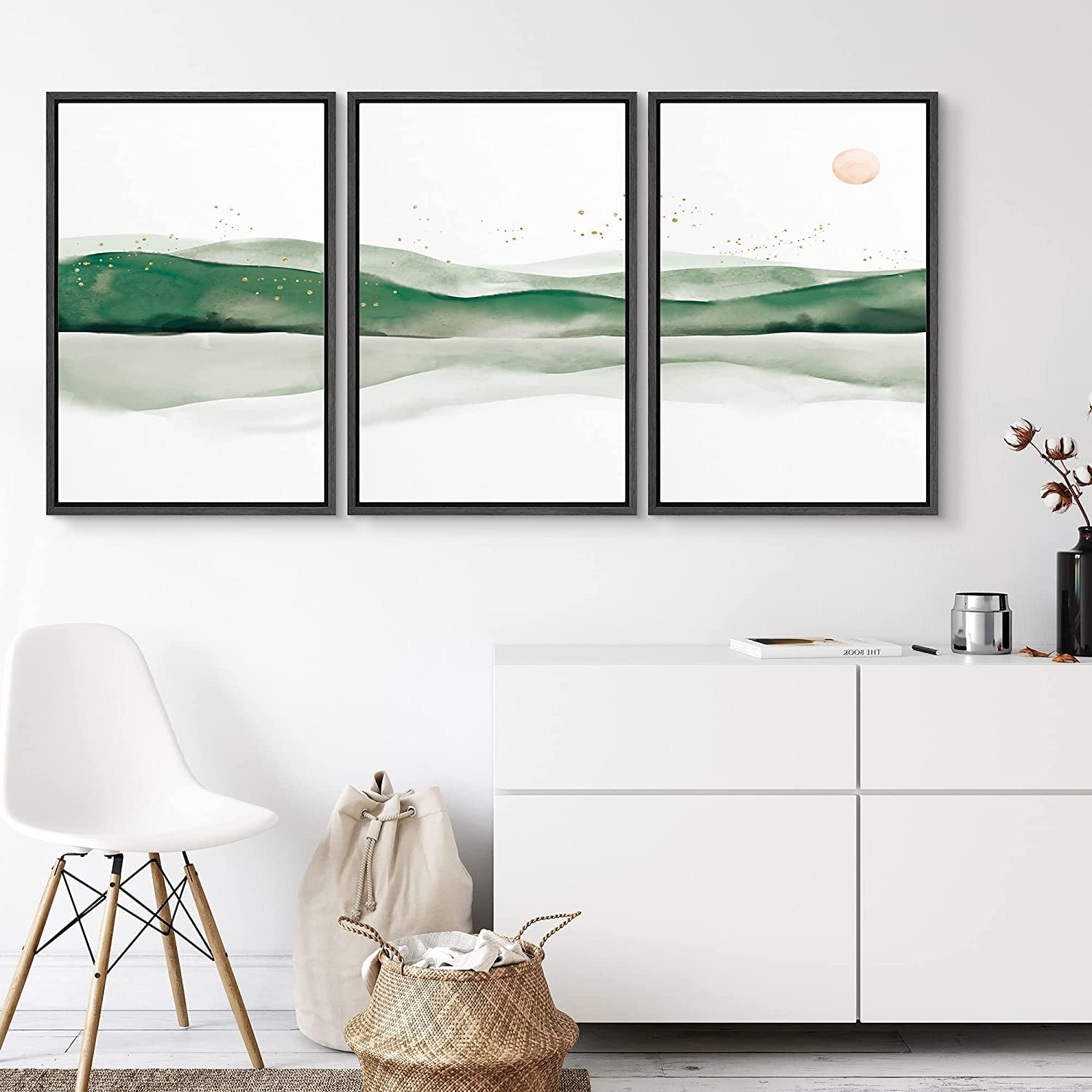 PixonSign Canvas Print Wall Art Set Abstract Green Rolling Hills ...