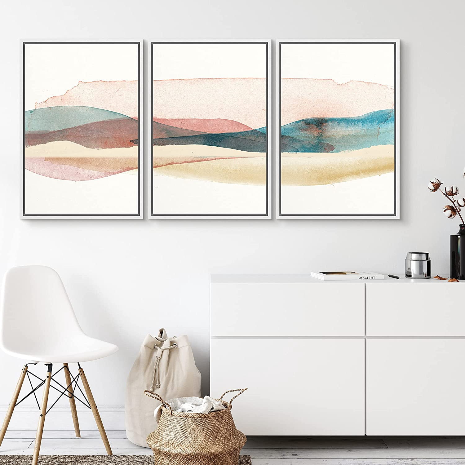 PixonSign Canvas Print Wall Art Set Abstract Watercolor Mountain Range ...