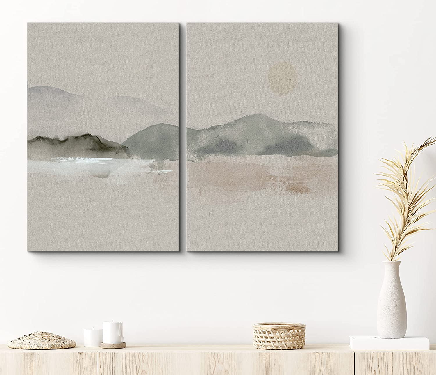 PixonSign Canvas Print Wall Art Set Abstract Watercolor Mountain Rnge ...