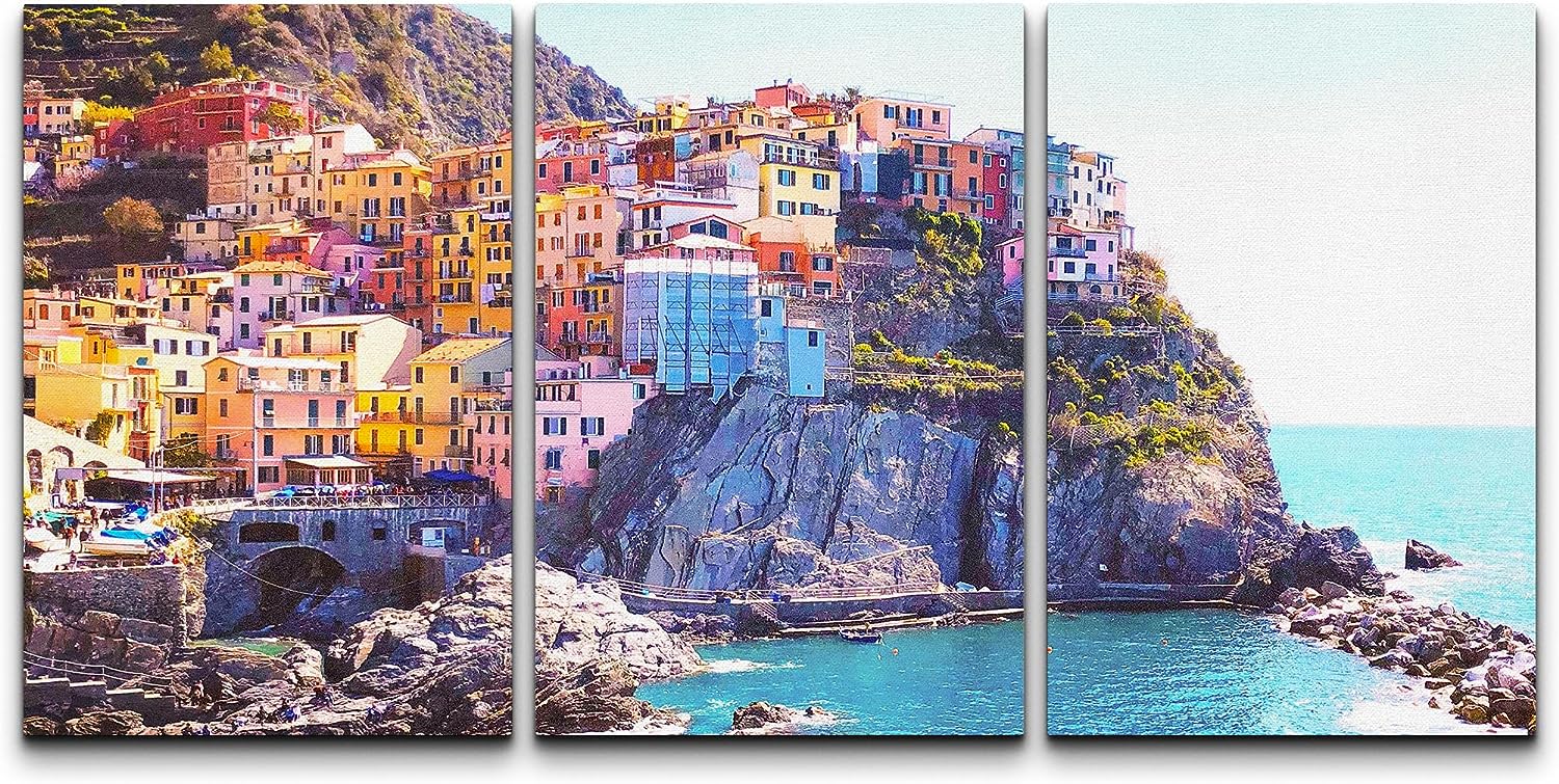 PixonSign Canvas Print Wall Art Set Amalfi Cityscape Coastal ...