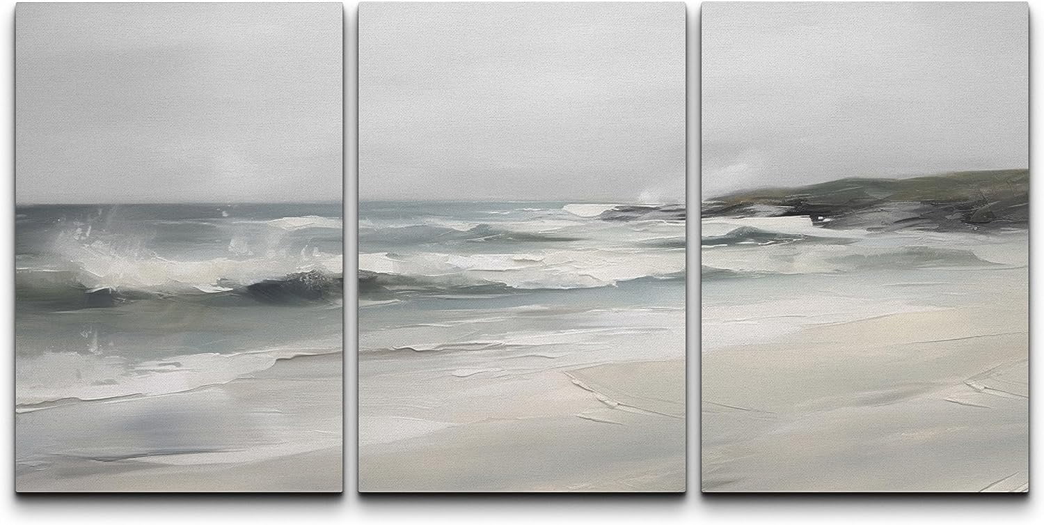 PixonSign Canvas Print Wall Art Set Beach Waves Ocean Horizon Nature ...