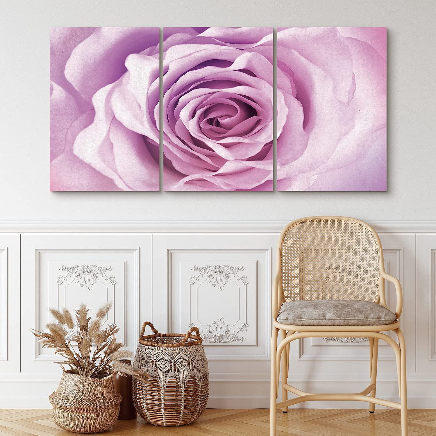 PixonSign Canvas Print Wall Art Set Blossoming Pink & Purple Rose ...