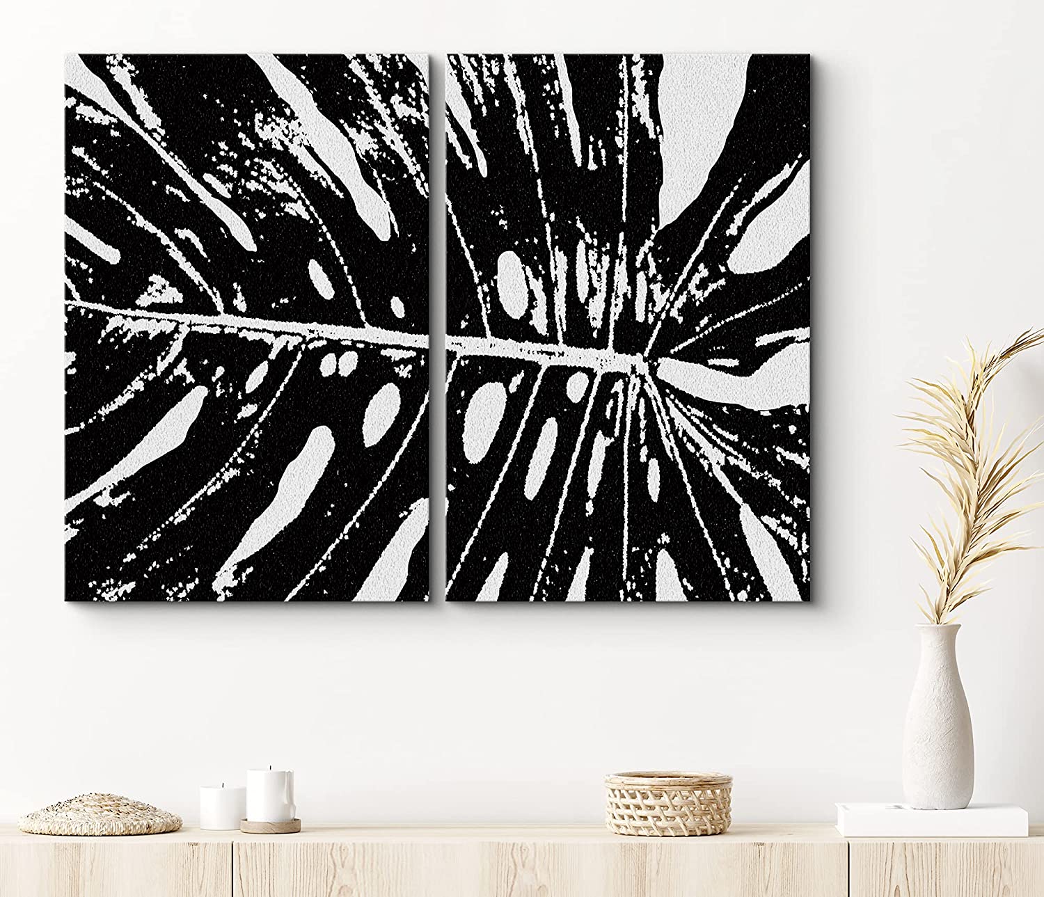 PixonSign Canvas Print Wall Art Set Close-Up Details of Monstera Leaf ...