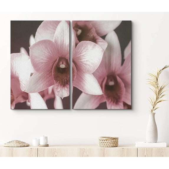PixonSign Canvas Print Wall Art Set Close-Up of Pink Moth Orchids Botanical Bouquet Photography Realism Romantics Portrait Colorful Multicolor Ultra for Living Room, Bedroom, Office - 24"x36"x2