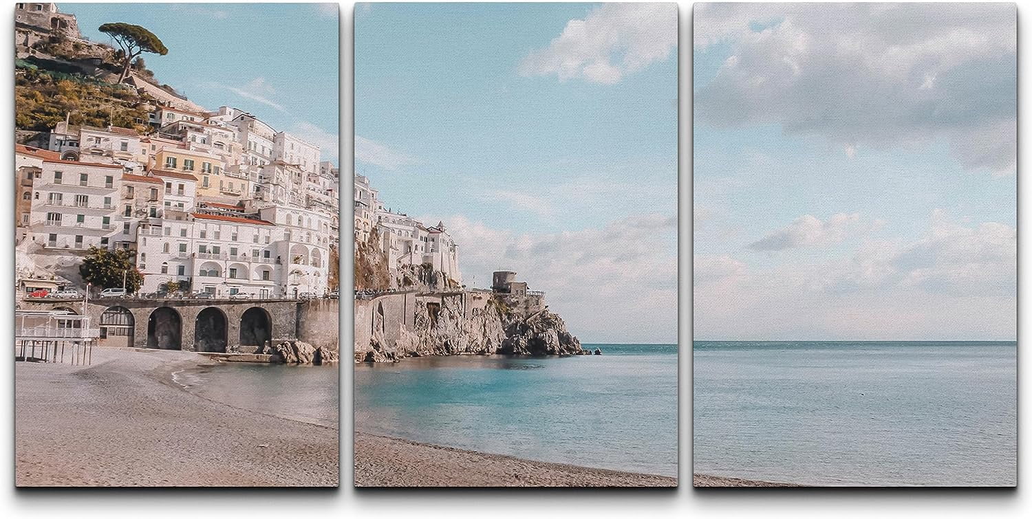 PixonSign Canvas Print Wall Art Set Coastal Beach Shore City Seascape ...