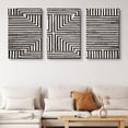 thumbnail image 1 of PixonSign Canvas Print Wall Art Set Cross Shaped Line Pattern Geometric Shapes Illustrations Modern Art Contemporary Edgy Dark Black and White for Living Room, Bedroom, Office - 16"x24"x3, 1 of 5