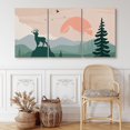 thumbnail image 1 of PixonSign Canvas Print Wall Art Set Deer and Birds on The Mountain Range Animals Wilderness Illustrations Modern Art Southwest Scenic Relax/Calm Boho Decor for Living Room, Bedroom - 24"x36"x3, 1 of 5