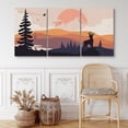thumbnail image 1 of PixonSign Canvas Print Wall Art Set Deer Above Orange Mountain Range Animals Wilderness Illustrations Modern Art Southwest Scenic Relax/Calm Multicolor Boho Decor for Living Room, Bedroom - 24"x36"x3, 1 of 5