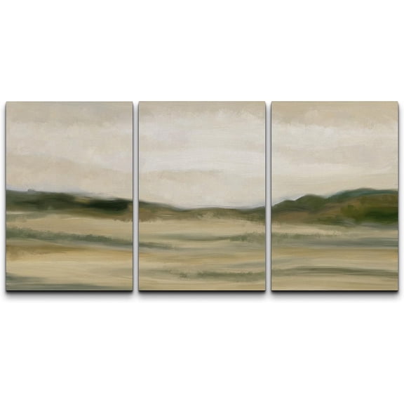 PixonSign Canvas Print Wall Art Set Emerald Green Rural Field Nature Wilderness Fine Art Illustrations Decorative Multicolor Landscape Rustic Country/Farmhouse - 16"x24"x3