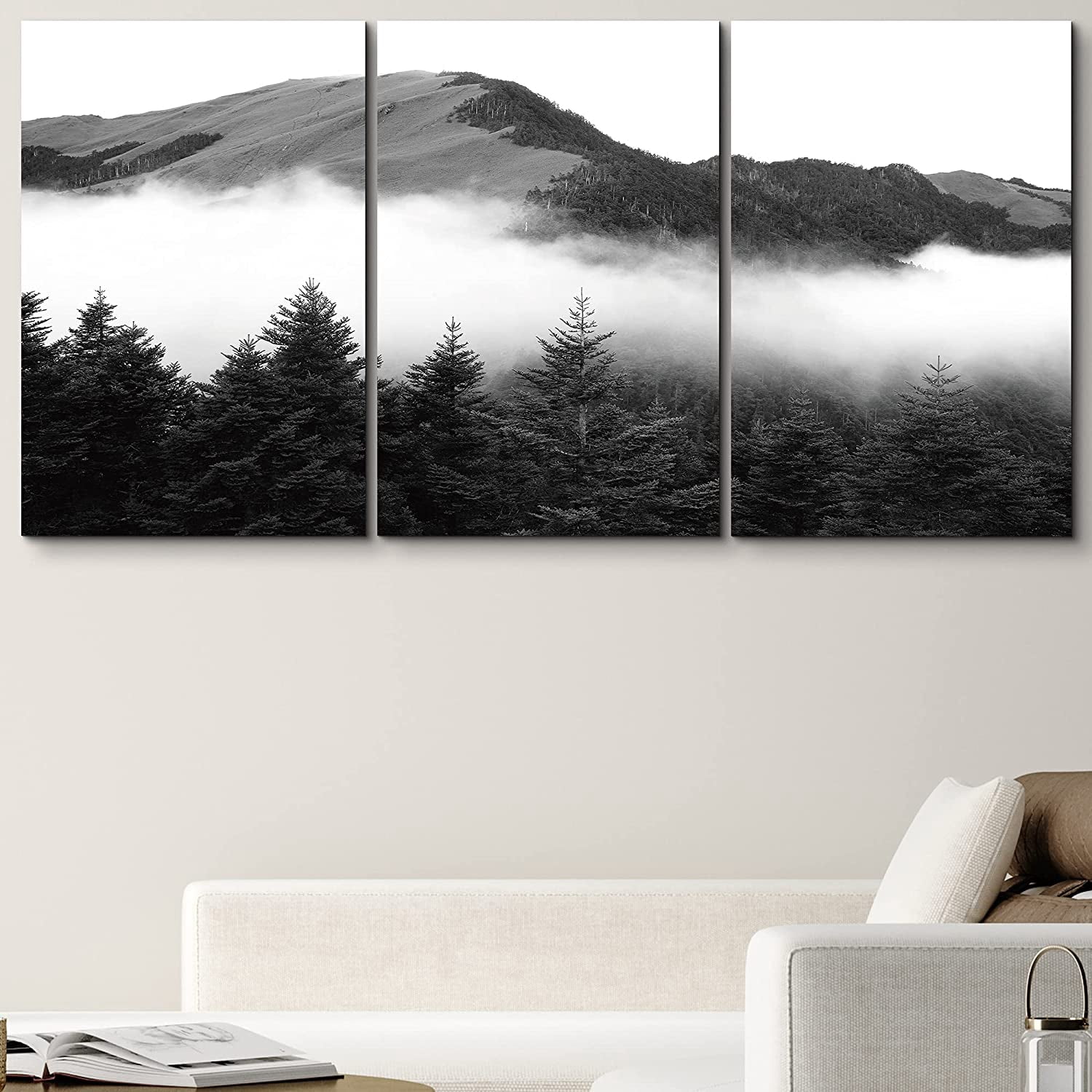 PixonSign Canvas Print Wall Art Set Film Grain Mountain, Forest & Fog ...
