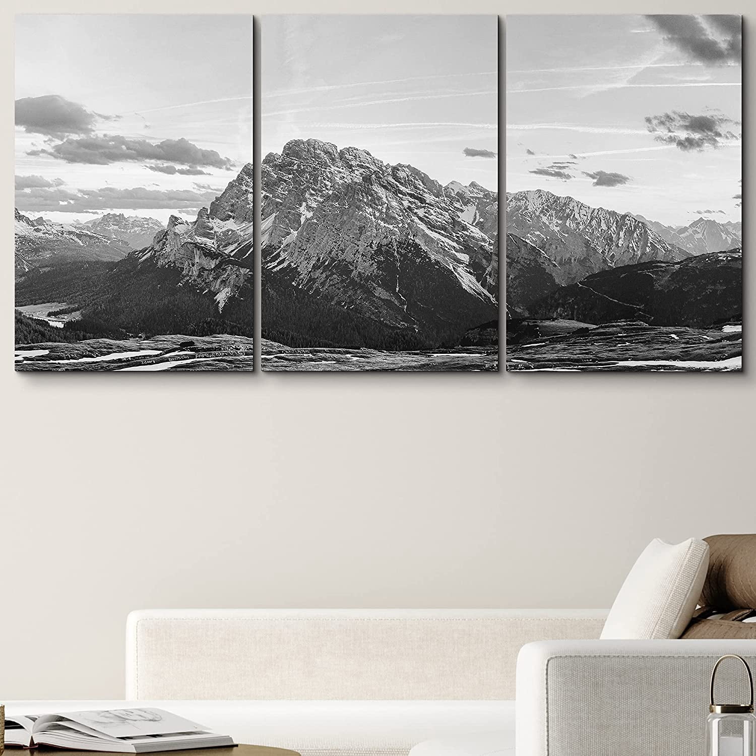 PixonSign Canvas Print Wall Art Set Film Grain Mountains Over Hills ...