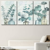 PixonSign Canvas Print Wall Art Set Forest Fern Leaf Trio Floral Wilderness Watercolor Modern Art Chic Group Relax/Calm Multicolor Pastel for Living Room, Bedroom, Office - 24"x36"x3