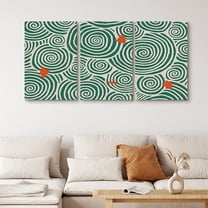 PixonSign Canvas Print Wall Art Set Geometric Green Spiral & Orange Flakes Abstract Shapes Illustrations Modern Art Chic Colorful Multicolor Neon for Living Room, Bedroom, Office - 24"x36"x3