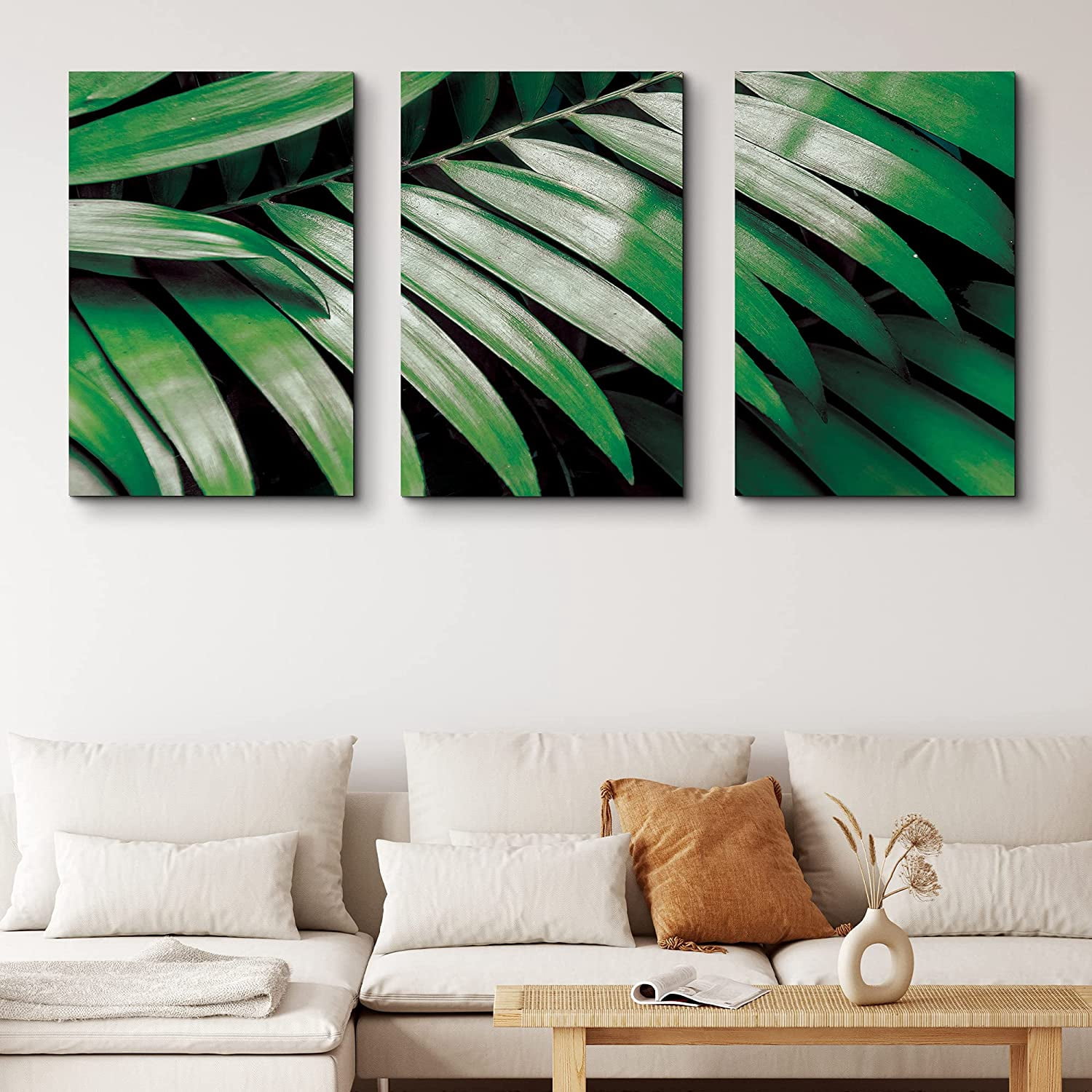 PixonSign Canvas Print Wall Art Set Glossy Jungle Palm Leaf Botanical ...